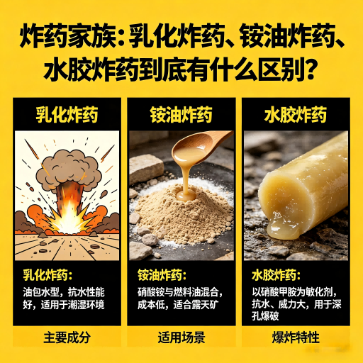 博罗炸药家族：乳化炸药、铵油炸药、水胶炸药到底有什么区别？
